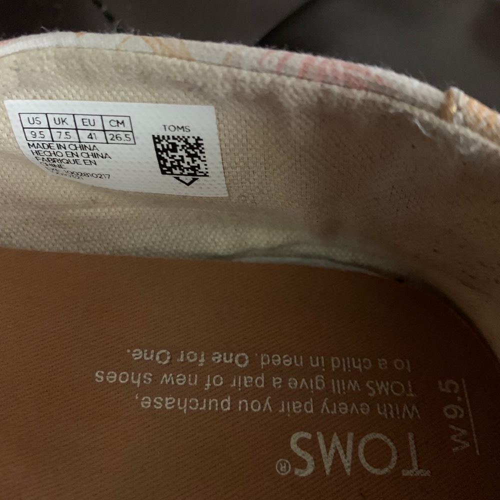 Toms Natural Alpargata w/pink & gold feathers 9.5 - Picture 6 of 6